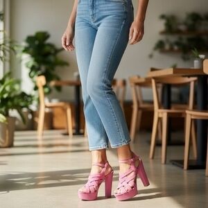 ALDO Pink Suede Peep Toe Stiletto Pumps High Heel Shoes Women’s 5.5